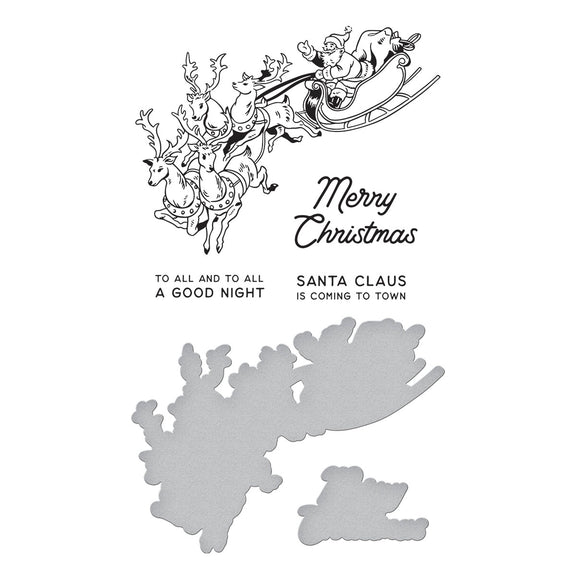 Spellbinders - Glad Tidings Collection - Press Plate &amp; Dies - Santa's Sleigh-ScrapbookPal