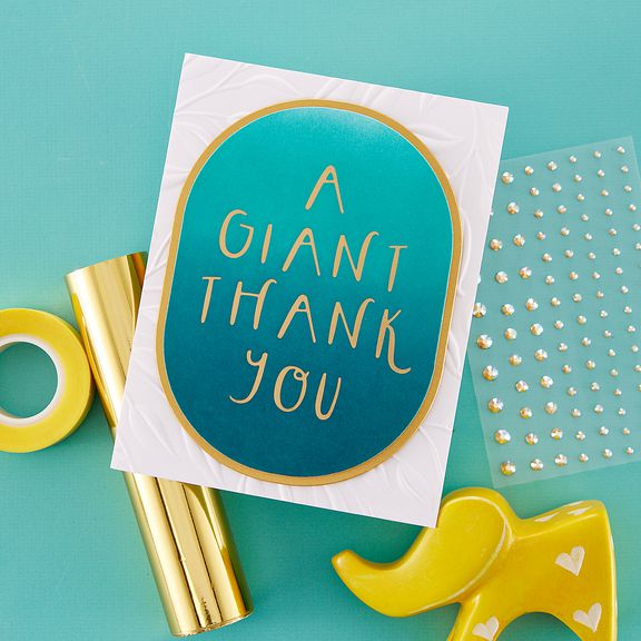 Spellbinders - Glimmer Cardfront Sentiments Collection - Glimmer Hot Foil Plate - Giant Thank You-ScrapbookPal