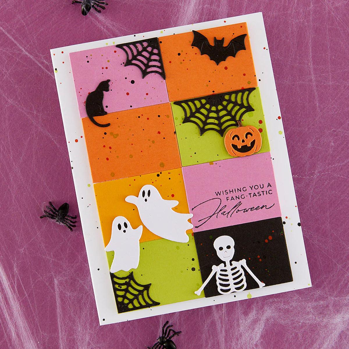 Spellbinders - Halloween City Holiday Collection - Letterpress + Foil Plate & Dies - Happy Halloween Sentiments-ScrapbookPal