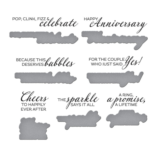 Spellbinders - Happier Hour Collection - Press Plate &amp; Dies - A Special Toast Sentiments-ScrapbookPal