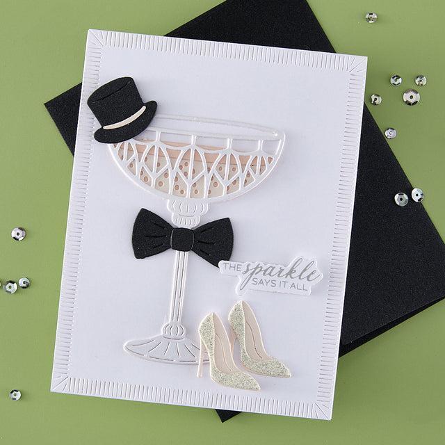 Spellbinders - Happier Hour Collection - Press Plate &amp; Dies - A Special Toast Sentiments-ScrapbookPal