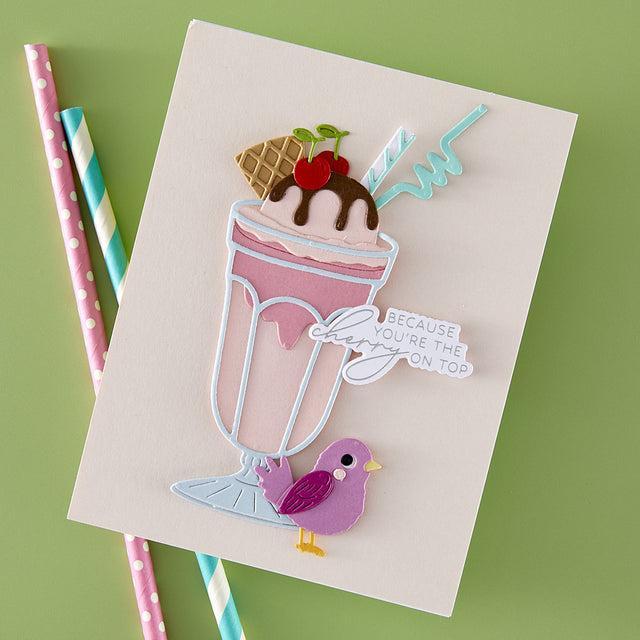 Spellbinders - Happier Hour Collection - Press Plate &amp; Dies - Fountain Wishes Sentiments-ScrapbookPal