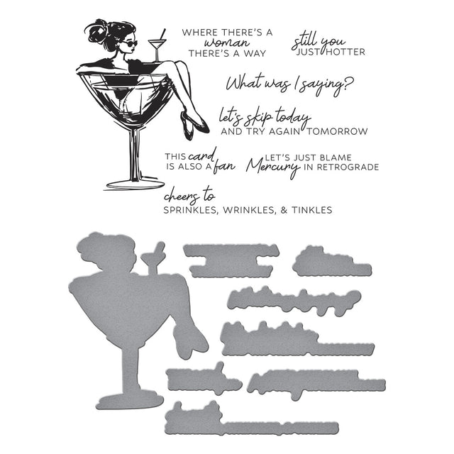 Spellbinders - Happier Hour Collection - Press Plate &amp; Dies - Martini Mood-ScrapbookPal