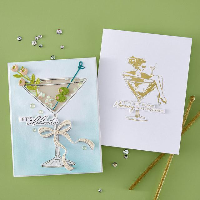 Spellbinders - Happier Hour Collection - Press Plate &amp; Dies - Martini Mood-ScrapbookPal
