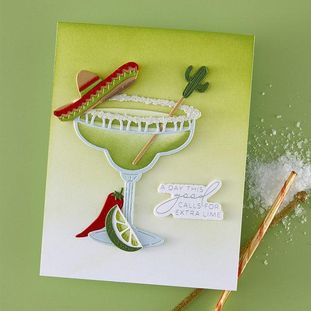 Spellbinders - Happier Hour Collection - Press Plate &amp; Dies - Sip Sip Ole Sentiments-ScrapbookPal