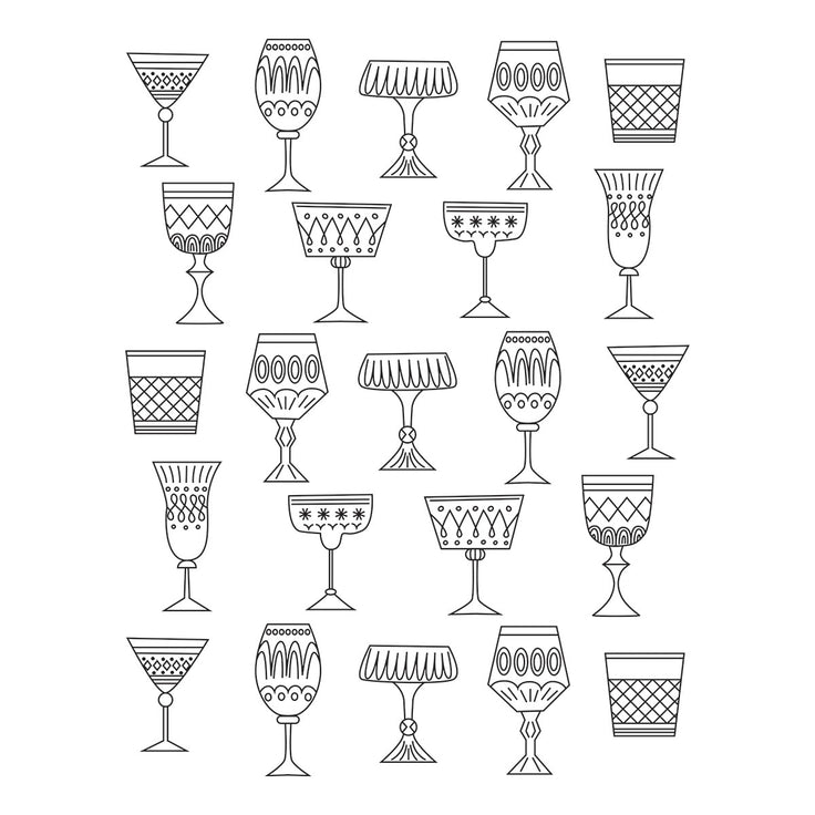 Spellbinders - Happy Hour Collection - Press Plate &amp; Stencils Bundle - Layered Classy Glasses-ScrapbookPal