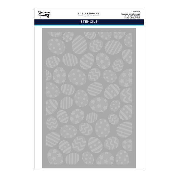 Spellbinders - Happy Spring Collection - Stencils - Layered Ornate Eggs-ScrapbookPal