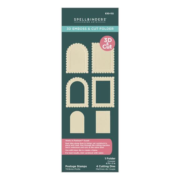 Spellbinders - Holiday Magic Collection - 3D Emboss &amp; Cut Folder - Postage Stamps-ScrapbookPal