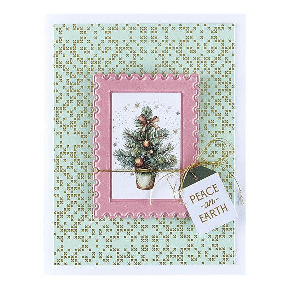 Spellbinders - Holiday Magic Collection - 3D Emboss &amp; Cut Folder - Postage Stamps-ScrapbookPal