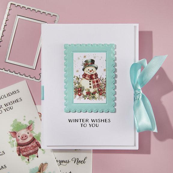 Spellbinders - Holiday Magic Collection - 3D Emboss &amp; Cut Folder - Postage Stamps-ScrapbookPal
