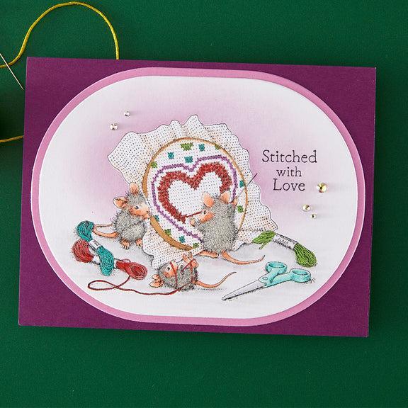 Spellbinders - House-Mouse Heart and Soul Collection - Cling Stamps - Stitched with Love-ScrapbookPal