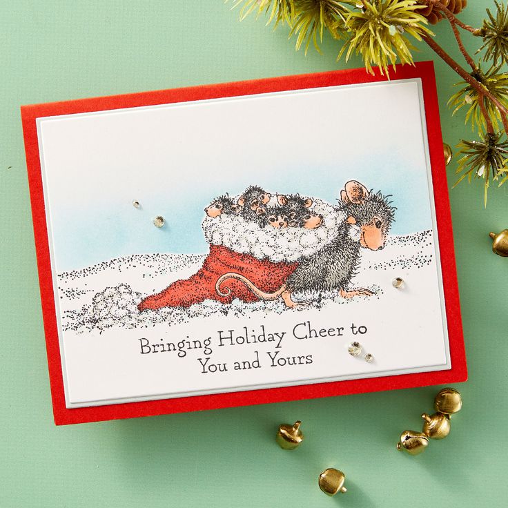 Spellbinders - House-Mouse Holiday Friends Collection - Cling Stamps - Christmas Friends-ScrapbookPal