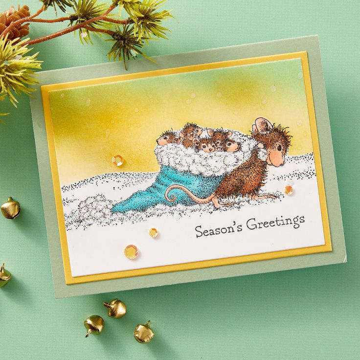 Spellbinders - House-Mouse Holiday Friends Collection - Cling Stamps - Christmas Friends-ScrapbookPal