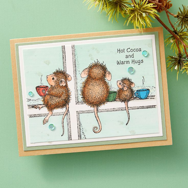 Spellbinders - House-Mouse Holiday Friends Collection - Cling Stamps - Hot Cocoa Day-ScrapbookPal
