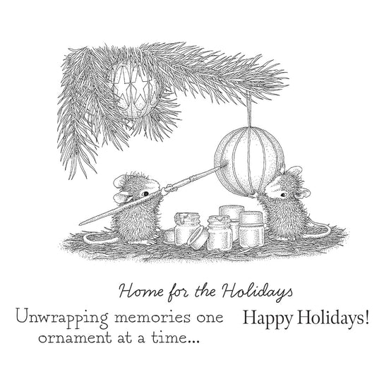 Spellbinders - House-Mouse Tree-mendous Christmas Collection - Cling Stamps - Unwrapping Memories-ScrapbookPal