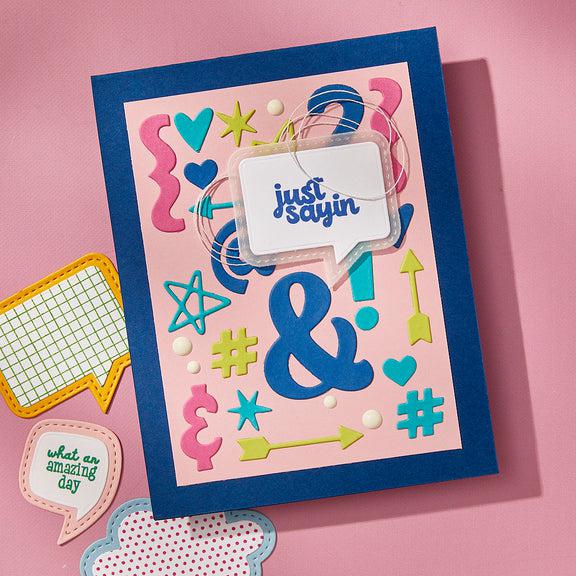 Spellbinders - Just Sayin' Collection - Clear Stamps - Speech Bubbles Sentiments-ScrapbookPal