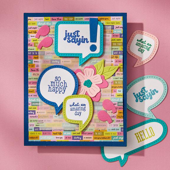 Spellbinders - Just Sayin' Collection - Clear Stamps - Speech Bubbles Sentiments-ScrapbookPal