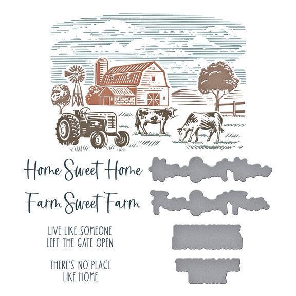 Spellbinders - Justine's Farm Collection - Registration Press Plates &amp; Dies - Farm Sweet Farm-ScrapbookPal