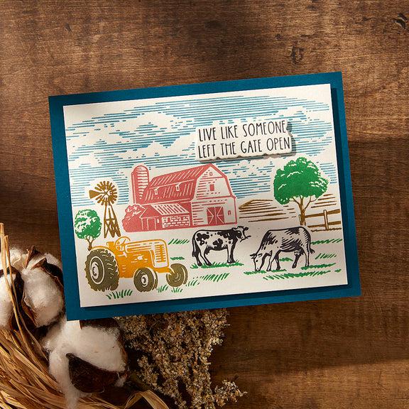 Spellbinders - Justine's Farm Collection - Registration Press Plates &amp; Dies - Farm Sweet Farm-ScrapbookPal