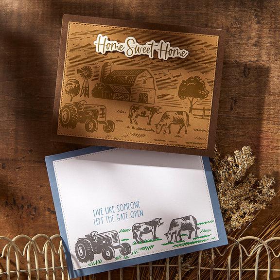 Spellbinders - Justine's Farm Collection - Registration Press Plates &amp; Dies - Farm Sweet Farm-ScrapbookPal