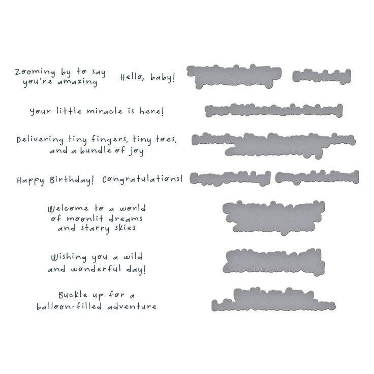 Spellbinders - Little Smiles Collection - Press Plates &amp; Dies - Little Smiles Sentiments-ScrapbookPal