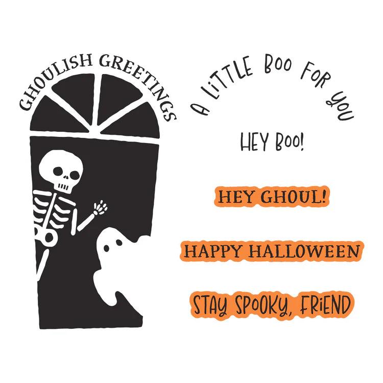 Spellbinders - Midnight Mischief Collection - Letterpress + Foil Plate &amp; Dies - Ghoulish Greetings-ScrapbookPal