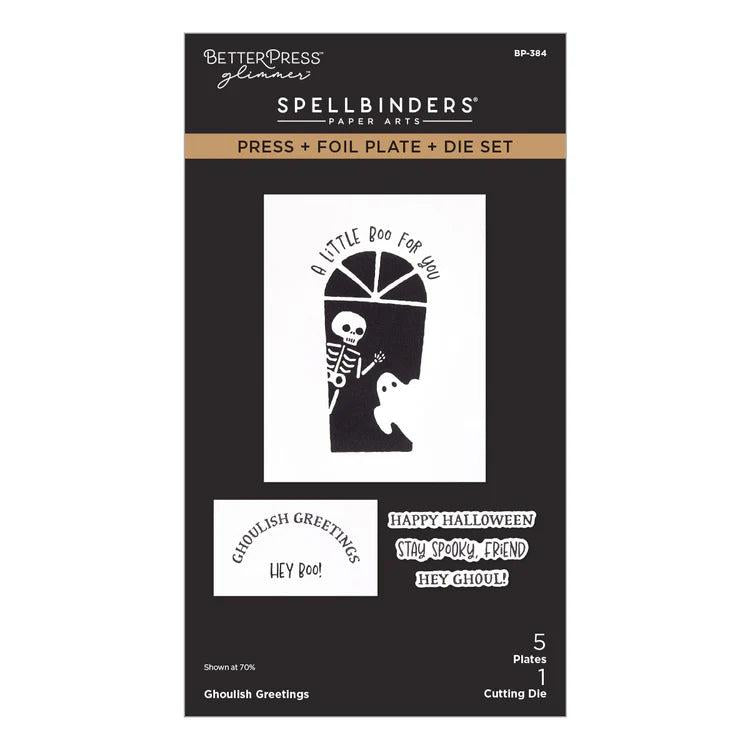 Spellbinders - Midnight Mischief Collection - Letterpress + Foil Plate &amp; Dies - Ghoulish Greetings-ScrapbookPal