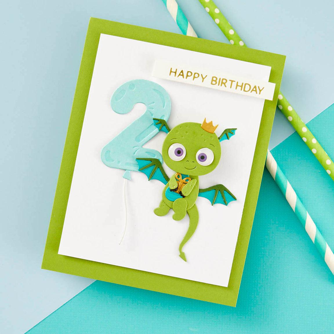 Spellbinders - Monster Birthday Collection - Dies - Dancin' Birthday Dragon-ScrapbookPal