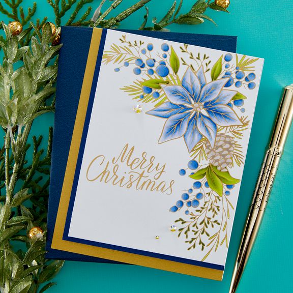 Spellbinders - More BetterPress Christmas Collection - Press Plate &amp; Dies - Poinsettia Corner-ScrapbookPal