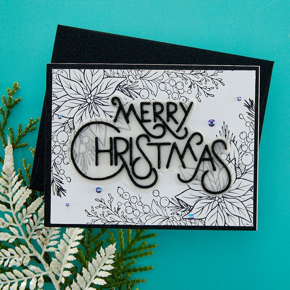 Spellbinders - More BetterPress Christmas Collection - Press Plate &amp; Dies - Poinsettia Corner-ScrapbookPal