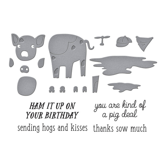 Spellbinders - On the Farm Collection - Clear Stamp & Dies - Ham It Up-ScrapbookPal