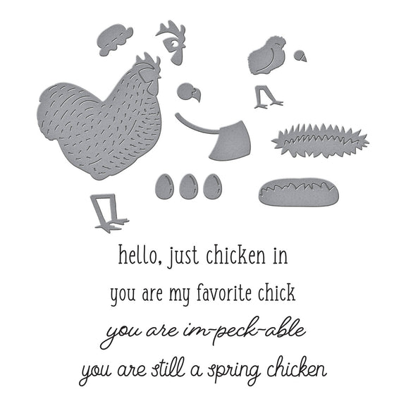 Spellbinders - On the Farm Collection - Clear Stamp &amp; Dies - Spring Chicken-ScrapbookPal