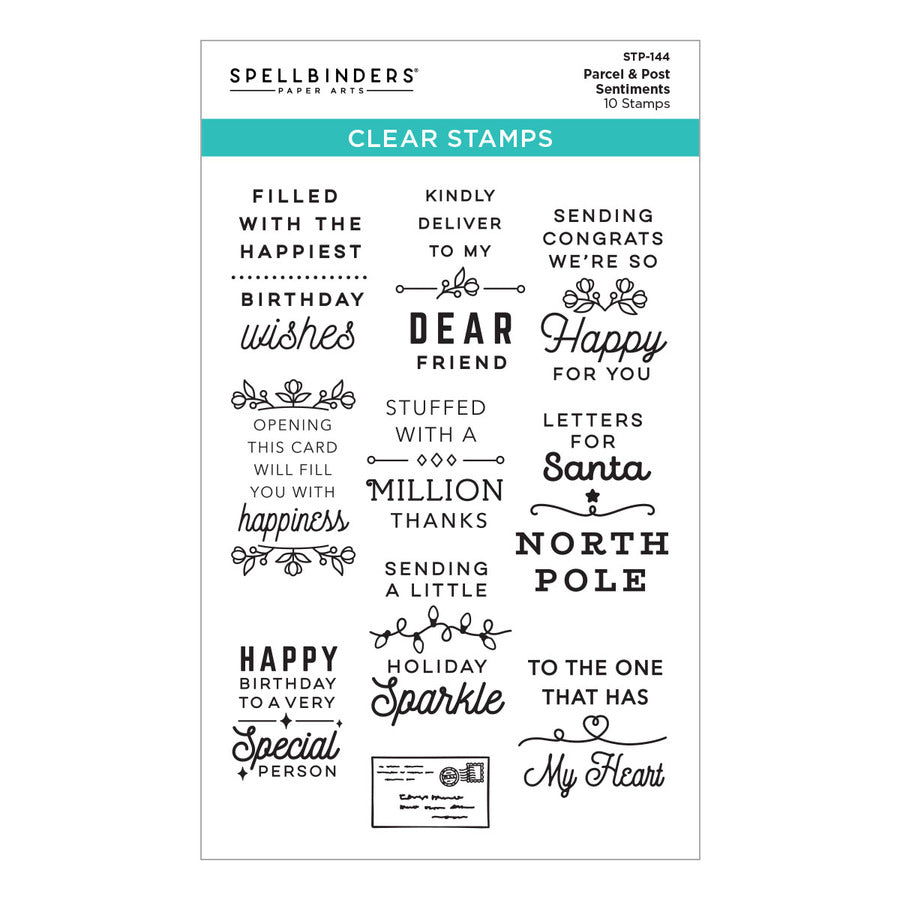 Spellbinders - Parcel & Post Collection - Clear Stamps - Parcel & Post Sentiments-ScrapbookPal