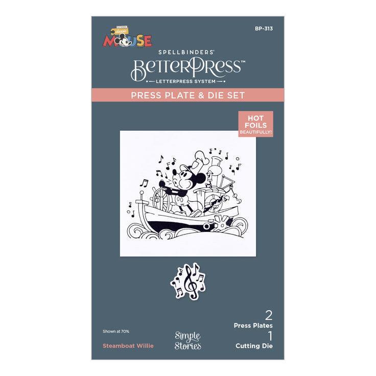 Spellbinders - Say Cheese Classic Mouse - Press Plate &amp; Dies - Steamboat Willie-ScrapbookPal