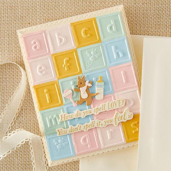 Spellbinders - Say Cheese Classic Pooh Baby Collection - 3D Embossing Folder - Classic Pooh Baby Blocks-ScrapbookPal