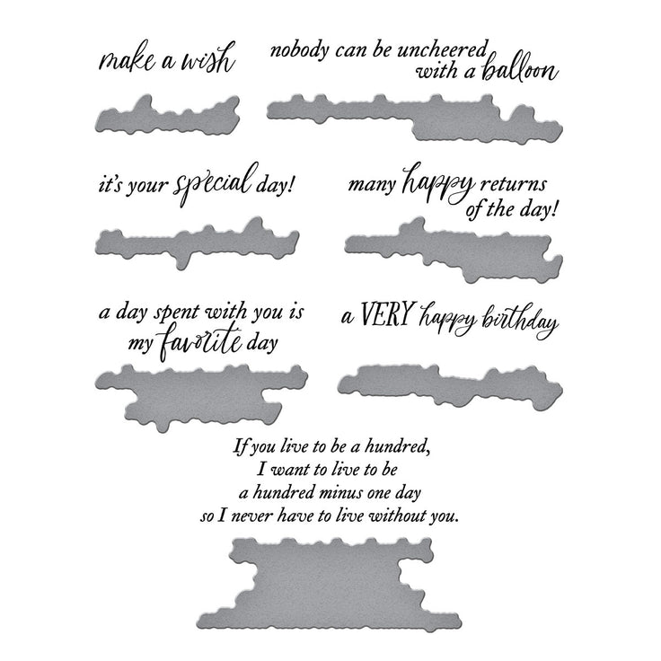 Spellbinders - Say Cheese Classic Pooh Birthday Collection - Press Plates &amp; Dies - A Very Happy Birthday Sentiments-ScrapbookPal