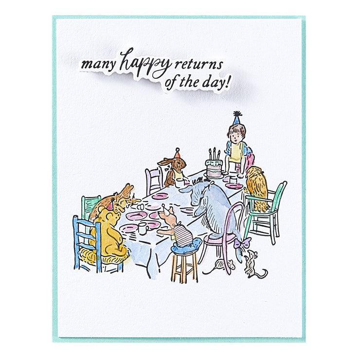 Spellbinders - Say Cheese Classic Pooh Birthday Collection - Press Plates &amp; Dies - A Very Happy Birthday Sentiments-ScrapbookPal