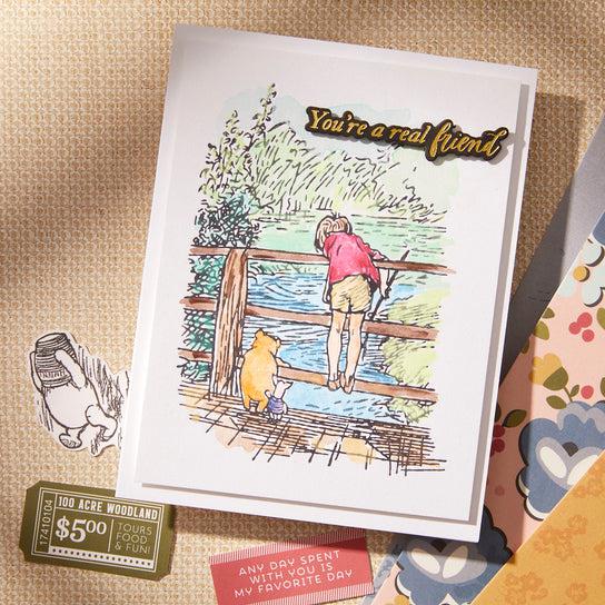 Spellbinders - Say Cheese Classic Pooh Collection - Press Plates &amp; Dies - Silly Old Bear Sentiments-ScrapbookPal