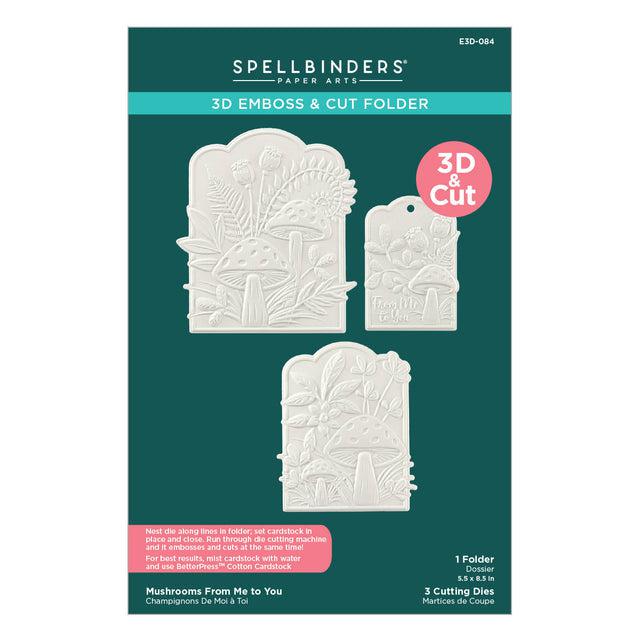 Spellbinders - Sealed 3D Botanicals Collection - 3D Embossing Folder &amp; Dies - Mushrooms From Me to You-ScrapbookPal