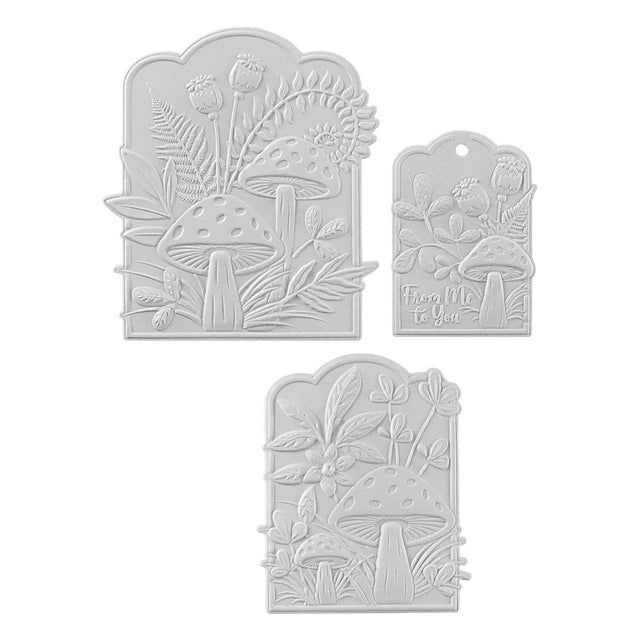 Spellbinders - Sealed 3D Botanicals Collection - 3D Embossing Folder &amp; Dies - Mushrooms From Me to You-ScrapbookPal