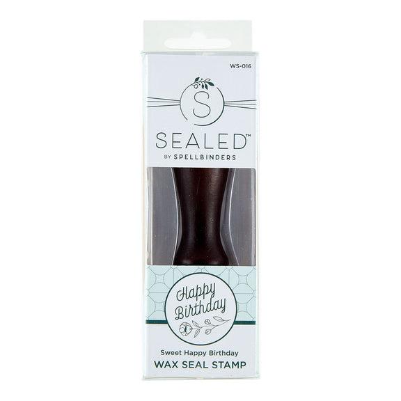 Spellbinders - Sealed by Spellbinders Collection - Wax Seal Stamp - Sweet Happy Birthday-ScrapbookPal