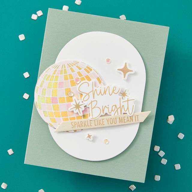 Spellbinders - Shine Bright Collection - Stencils - Layered Disco Impressions-ScrapbookPal