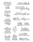 Spellbinders - Shiny New Day Collection - Clear Stamps - Shiny New Day Sentiments-ScrapbookPal