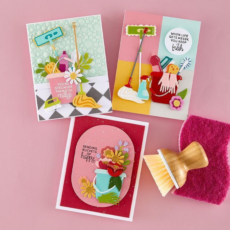 Spellbinders - Shiny New Day Collection - Clear Stamps - Shiny New Day Sentiments - Scratch & Dent-ScrapbookPal