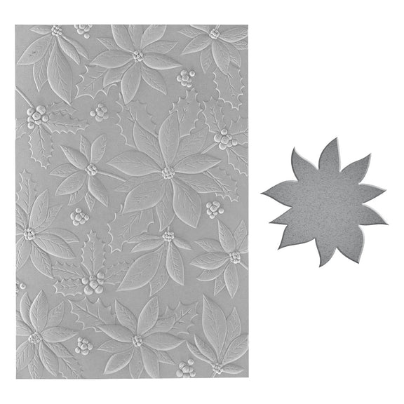 Spellbinders - Simon's Snow Globes Collection - 3D Embossing Folder &amp; Die - Playful Poinsettia-ScrapbookPal