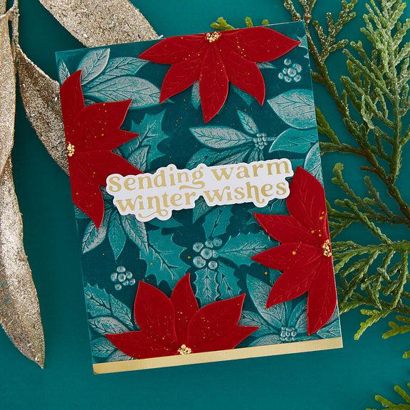 Spellbinders - Simon's Snow Globes Collection - 3D Embossing Folder &amp; Die - Playful Poinsettia-ScrapbookPal