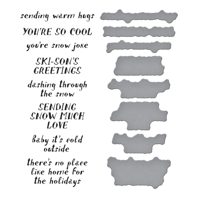 Spellbinders - Ski-son's Greetings Collection - Press Plate &amp; Dies - Ski-son's Greetings Sentiments-ScrapbookPal
