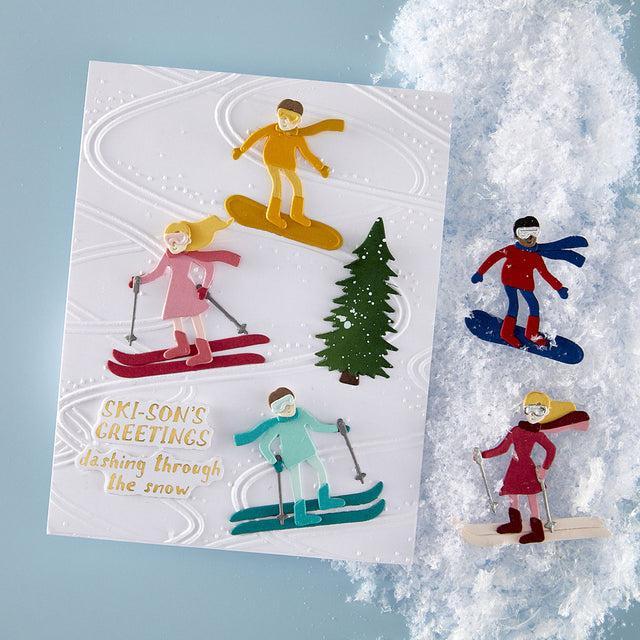 Spellbinders - Ski-son's Greetings Collection - Press Plate &amp; Dies - Ski-son's Greetings Sentiments-ScrapbookPal