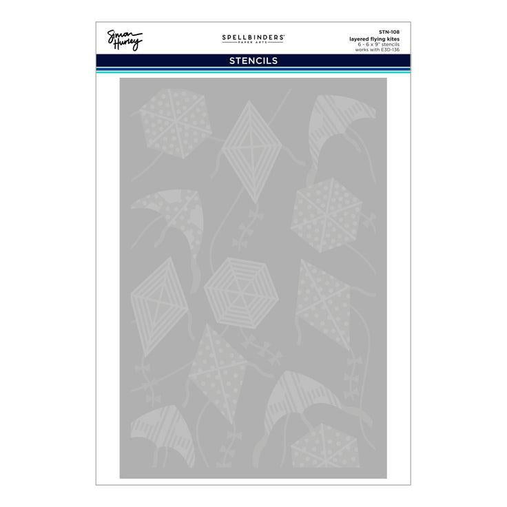 Spellbinders - Sky's the Limit Collection - 3D Embossing Folder &amp; Stencils Set - Flying Kites-ScrapbookPal