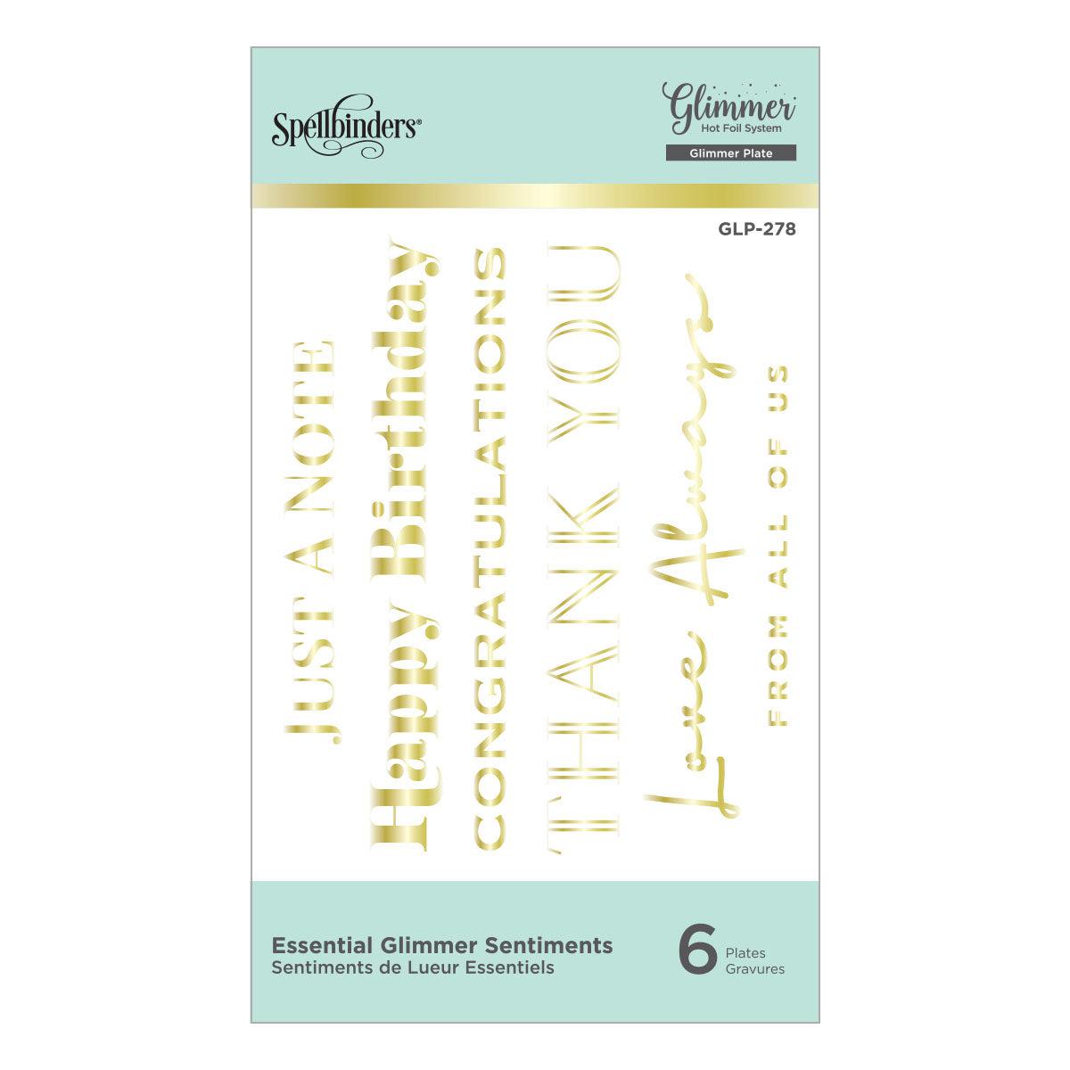 Spellbinders - Slimline Collection - Glimmer Hot Foil Plate - Slimline Essential Glimmer Sentiments-ScrapbookPal